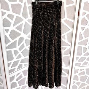 Zara NWOT Velvet Black Gold Maxi Skirt, Size S